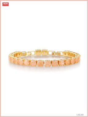 Gold Plated Crystal Tennis Bracelet for Women Adjustable Healing Birthday Gift